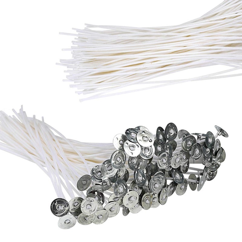 buluker 300Pcs Functional Smokeless Candle Wicks - Pre Waxed Cotton Wick with Metal Sustainer Tabs for Pillar Candle Making and DIY, 9cm/3.5in, 15cm/6in, 20cm/8in - Image 3
